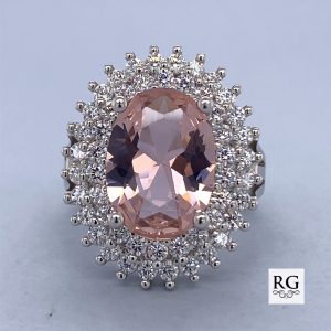 925 WH+MORG OVAL CZ DBL HALO RING - 23MM <br/>M13604