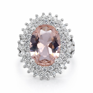 925 WH+MORG OVAL CZ DBL HALO RING - 23MM <br/>M13604