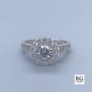 925 CZ PAVE HALO MILLGRAIN DRESS RING - 11MM <br/>M13607