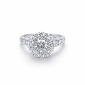 925 CZ PAVE HALO MILLGRAIN DRESS RING - 11MM <br/>M13607