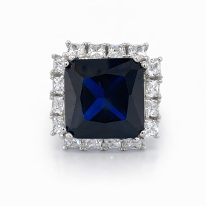 925 BL+WH SQ CZ PAVE CHUNKY DRESS RING - 20MM <br/>M13610