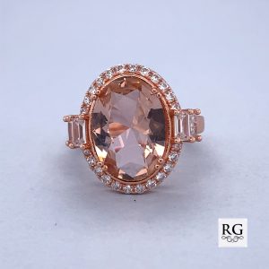 925 RG PL OVAL MORG CZ CHUNKY DRESS RING - 18MM  <br/>M13612