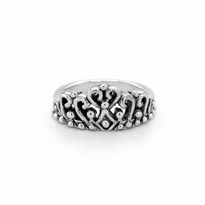 925 OXI CUT OUT CROWN RING - 10MM <br/>M13613