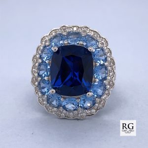 925 BL+LBL OVAL CZ PAVE CHUNKY RING - 23MM <br/>M13614