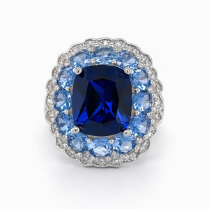 925 BL+LBL OVAL CZ PAVE CHUNKY RING - 23MM <br/>M13614