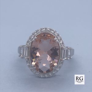 925 OVAL MORGANITE CZ CHUNKY DRESS RING - 18MM <br/>M13615