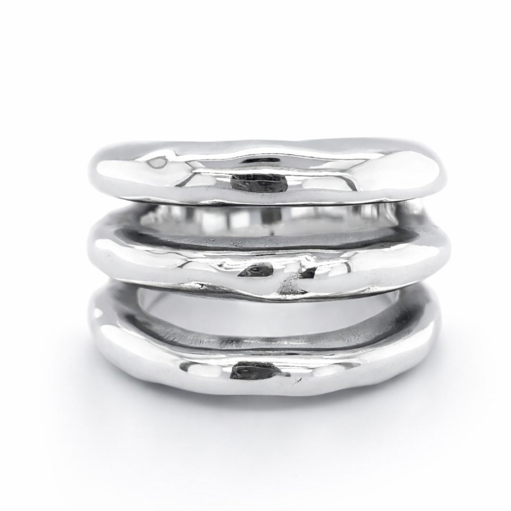 925 ELECTROFORM HAMMERED TRIP BAND RING - 20MM <br/>M13618