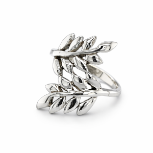 925 OXI CROSS OVER IVY LEAF RING - 25MM <br/>M13622