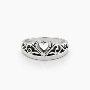 925 OXI OPEN CUT HEART CROWN RING - 7MM  <br/>M13625