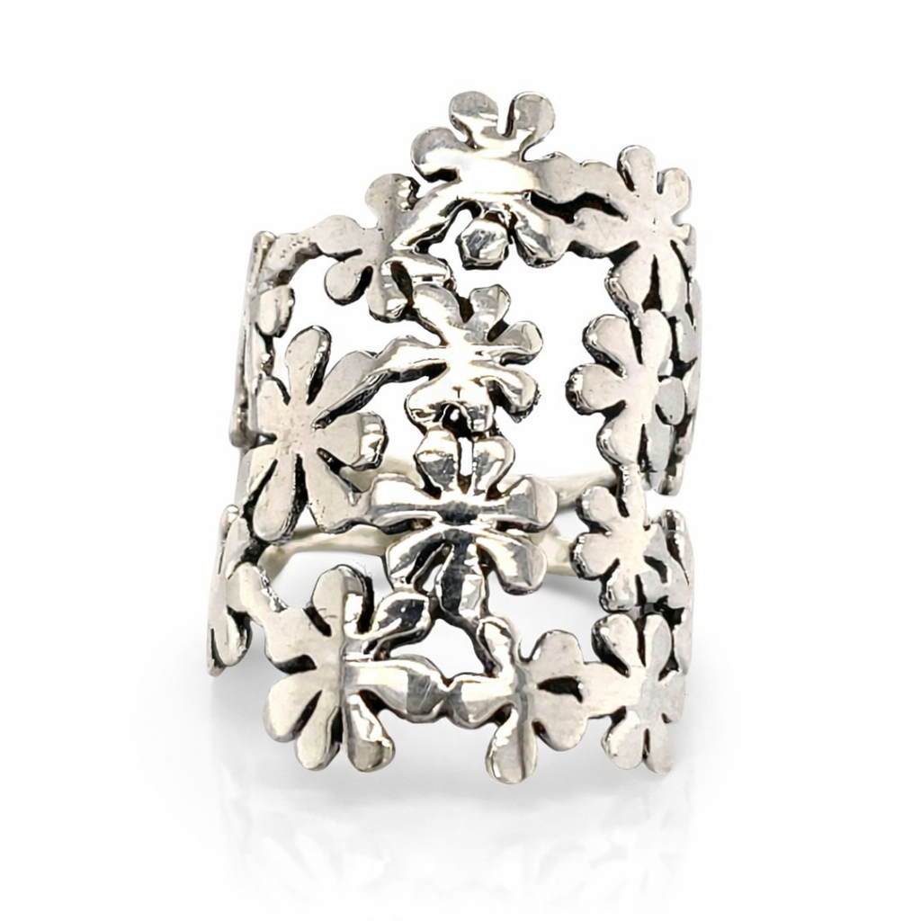 925 OXI DAISIES FILIGREE BROAD RING - 28MM <br/>M13626