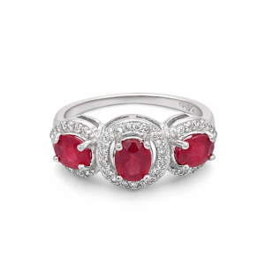 925 OVAL GEMSTONE+CZ PAVE DRESS RING <br/>M13628