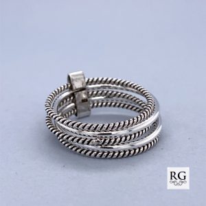 925 OXI PLAIN+ROPE 5 BAND RING - 6MM  <br/>M13629