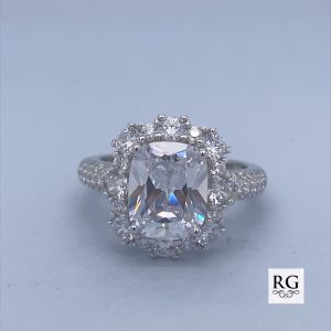 925 RECTANGULAR CZ PAVE DRESS RING - 15MM <br/>M13632