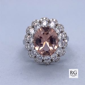 925 OVAL MORG CZ DBL HALO CHUNKY RING - 21MM <br/>M13639
