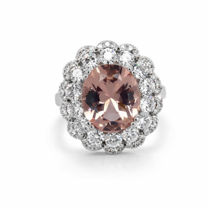 925 OVAL MORG CZ DBL HALO CHUNKY RING - 21MM <br/>M13639
