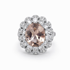 925 RG PL OVAL MORG CZ HALO CHUNKY RING - 21MM <br/>M13639RG