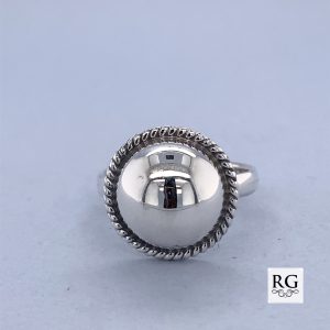 925 HOLLOW HALF BALL ROPE EDGE RING - 15MM <br/>M13647