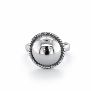 925 HOLLOW HALF BALL ROPE EDGE RING - 15MM <br/>M13647
