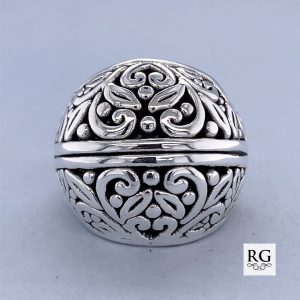 925 OXI ELECTROF LEAVES FIL DOME RING - 23MM <br/>M13648