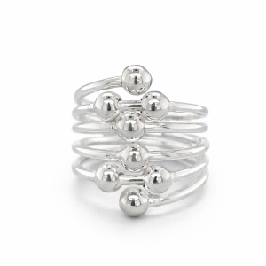 925 8 BALLS ON 5 STRAND RING - 20MM <br/>M13660