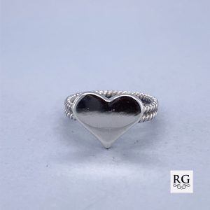 925 PLAIN HEART ON DBL OXI ROPE RING - 10MM