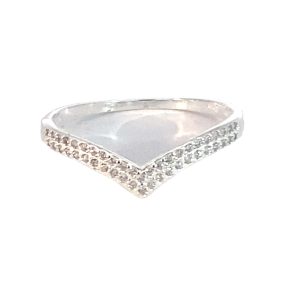 925 CZ PAVE DBL ROW WISHBONE RING - 6MM <br/>M13668