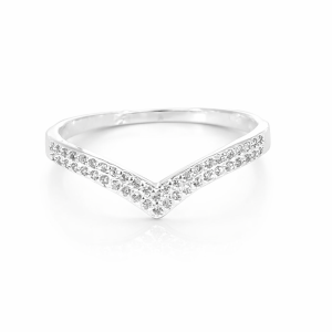 925 CZ PAVE DBL ROW WISHBONE RING - 6MM <br/>M13668