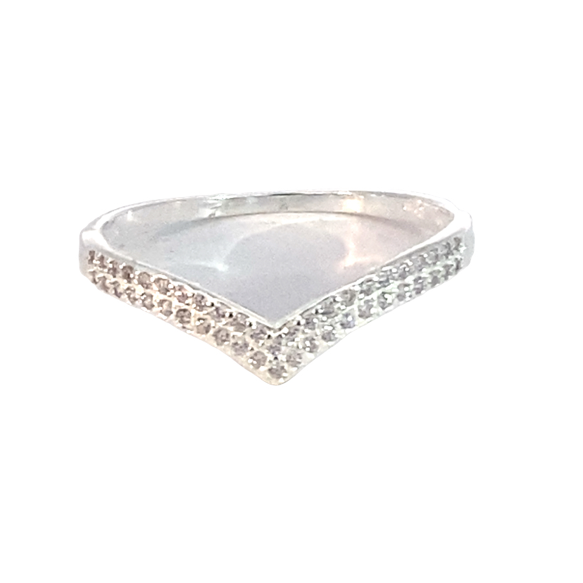925 CZ PAVE DBL ROW WISHBONE RING - 6MM <br/>M13668