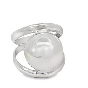 925 PLAIN HOL HALF BALL OPEN SHANK RING - 20MM  <br/>M13674