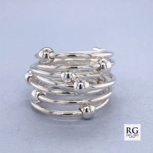925 SLIDING BALLS ON 7 BAND RING - 12MM