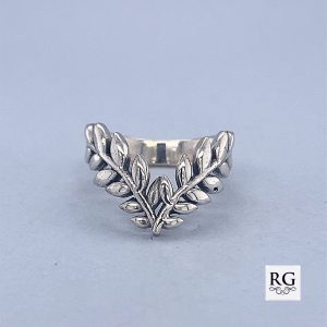 925 OXI OLIVE BRANCH WISHBONE RING - 15MM <br/>M13677