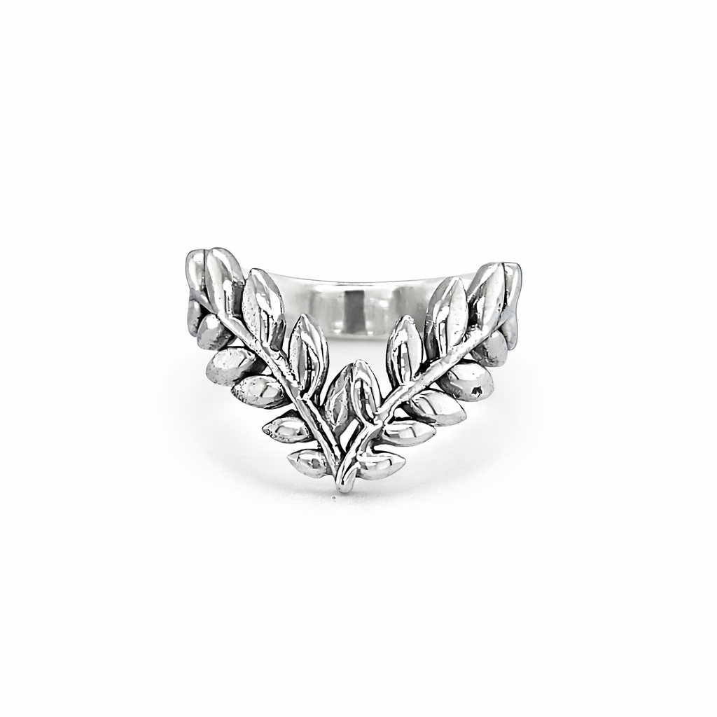 925 OXI OLIVE BRANCH WISHBONE RING - 15MM <br/>M13677