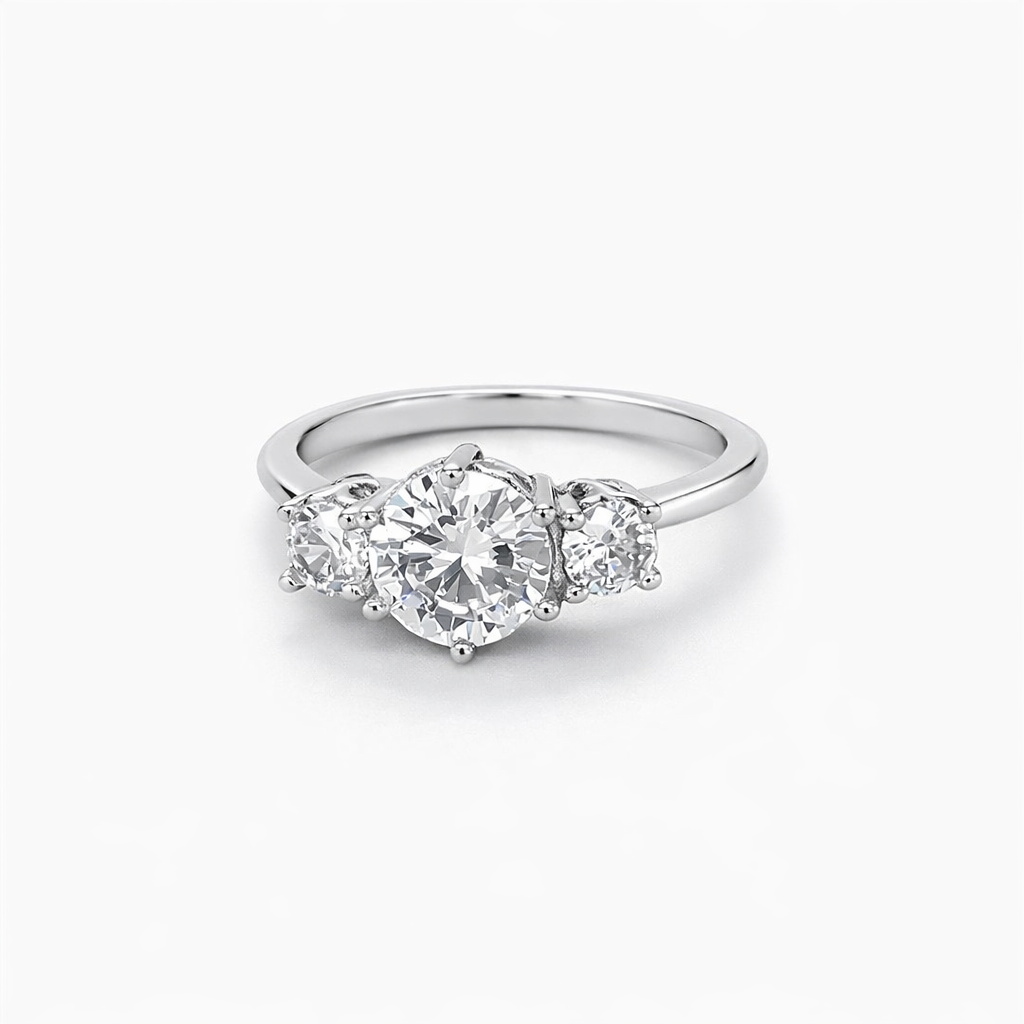 925 RG PL TRIP CZ CLAW SET RING - 7MM <br/>M13680RG