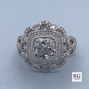 925 SQUARE CZ PAVE VINTAGE RING - 17MM <br/>M13687