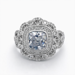 925 SQUARE CZ PAVE VINTAGE RING - 17MM <br/>M13687
