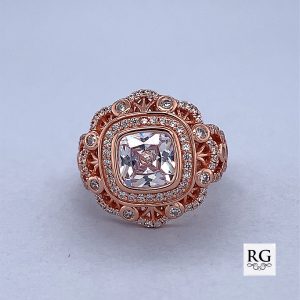 925 RG PL SQUARE CZ PAVE VINTAGE RING - 17MM