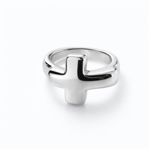 925 ELECTROFORM PLAIN SIDE CROSS RING - 15MM <br/>M13691