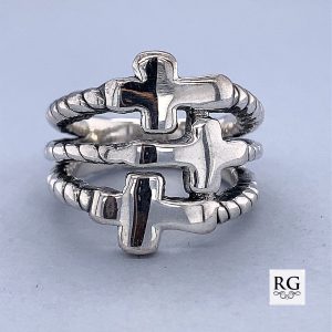 925 ELECTROFORM TRIP CROSS ROPE RING - 22MM <br/>M13693
