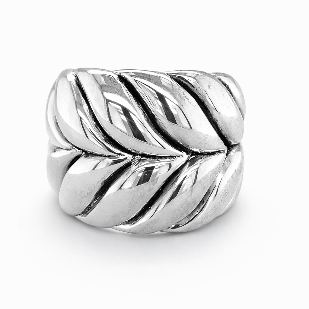 925 OXI ELECTROF PALM LEAF BULKY RING - 21MM <br/>M13699