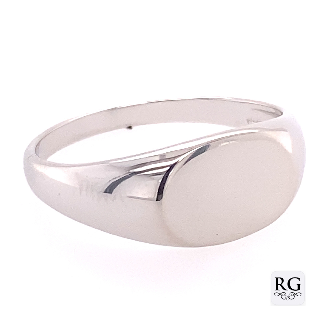 925 PLAIN OVAL MENS SIGNET RING - 9MM <br/>M13700 - Image 2