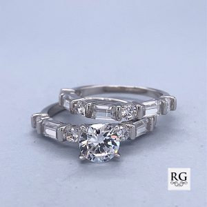 925 RND+BAG CZ PAVE WEDDING SET RING - 6MM <br/>M13706