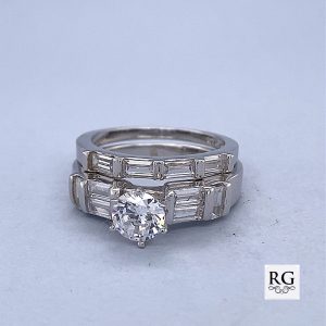 925 RND+BAG CZ BAR SET WEDDING SET RING - 7MM <br/>M13711