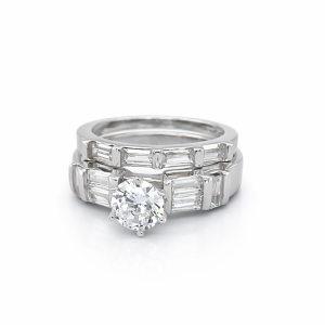 925 RND+BAG CZ BAR SET WEDDING SET RING - 7MM <br/>M13711