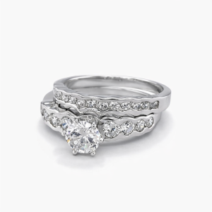 925 CZ PAVE BEZEL SET WEDDING SET RING - 8MM <br/>M13713