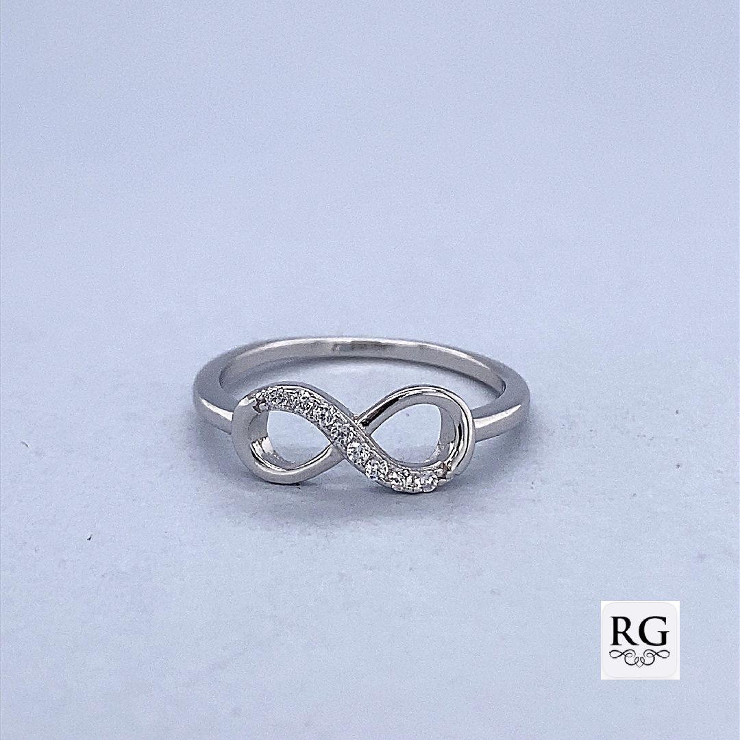 925 CZ PAVE OPEN CUT INFINITY RING - 6MM