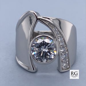 925 CZ PAVE TUBE SET BROAD BAND RING - 20MM <br/>M13726