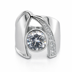 925 CZ PAVE TUBE SET BROAD BAND RING - 20MM <br/>M13726