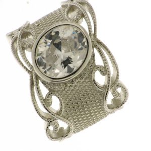 925 OVAL CZ MAT DIA CUT BROAD BAND RING - 18MM <br/>M13730