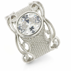 925 OVAL CZ MAT DIA CUT BROAD BAND RING - 18MM <br/>M13730