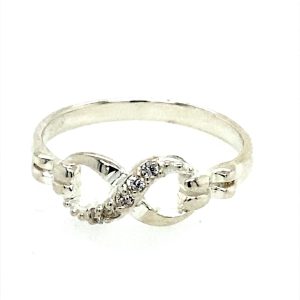 925 CZ PAVE+PLAIN OPEN CUT INFINITY RING - 6MM  <br/>M13731